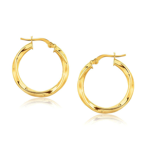 14k Yellow Gold Classic Twist Hoop Earrings (7/8 inch Diameter) Earrings Angelucci Jewelry   