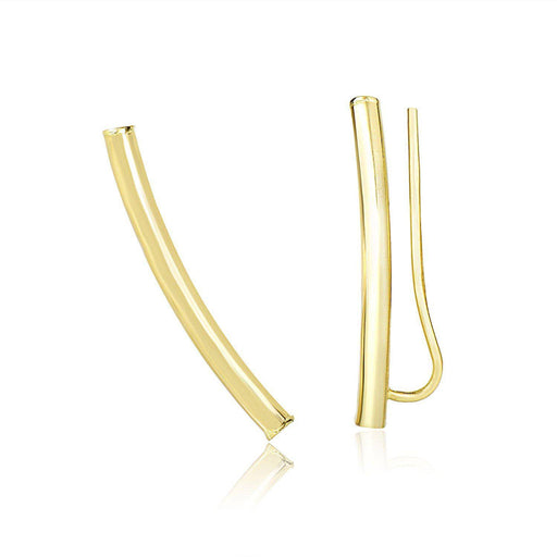 14k Yellow Gold Curved Tube Polished Earrings Earrings Angelucci Jewelry   