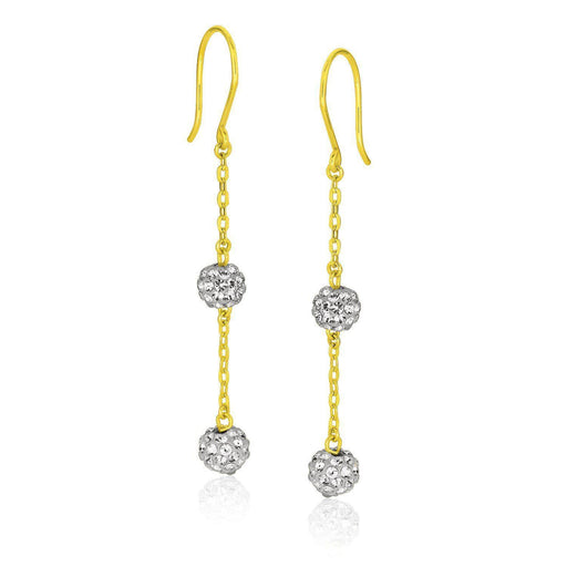 14k Yellow Gold Dangling Crystal Ball Earrings Earrings Angelucci Jewelry   