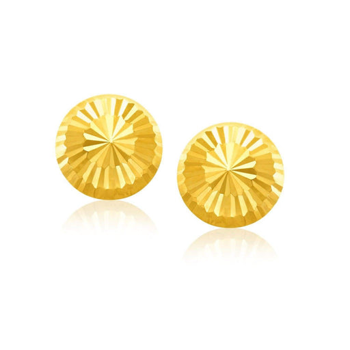 14k Yellow Gold Diamond Cut Flat Design Stud Earrings Earrings Angelucci Jewelry   