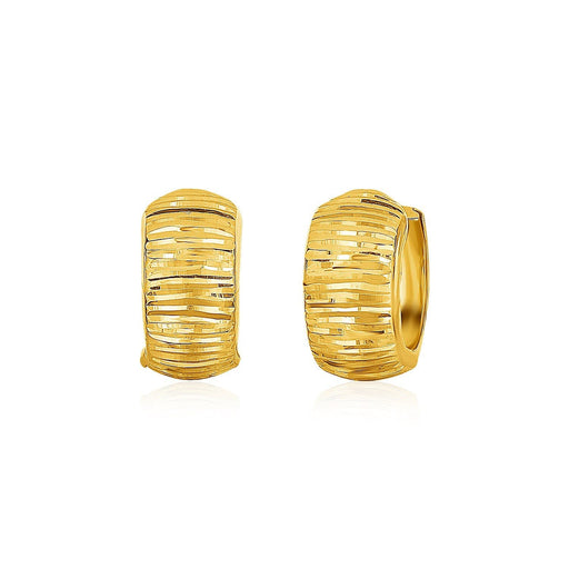 14k Yellow Gold Diamond Cut Hoop Design Earrings Earrings Angelucci Jewelry   