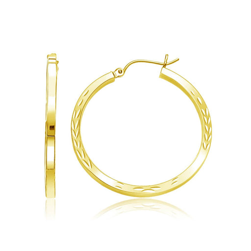 14k Yellow Gold Diamond Cut Hoop Earrings Earrings Angelucci Jewelry   