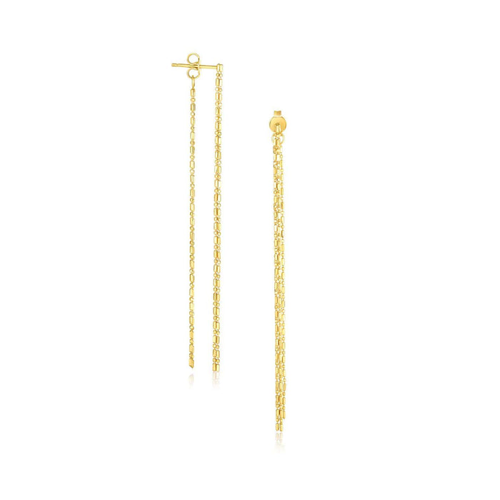 14k Yellow Gold Double Chain Strand Drop Earrings Earrings Angelucci Jewelry   