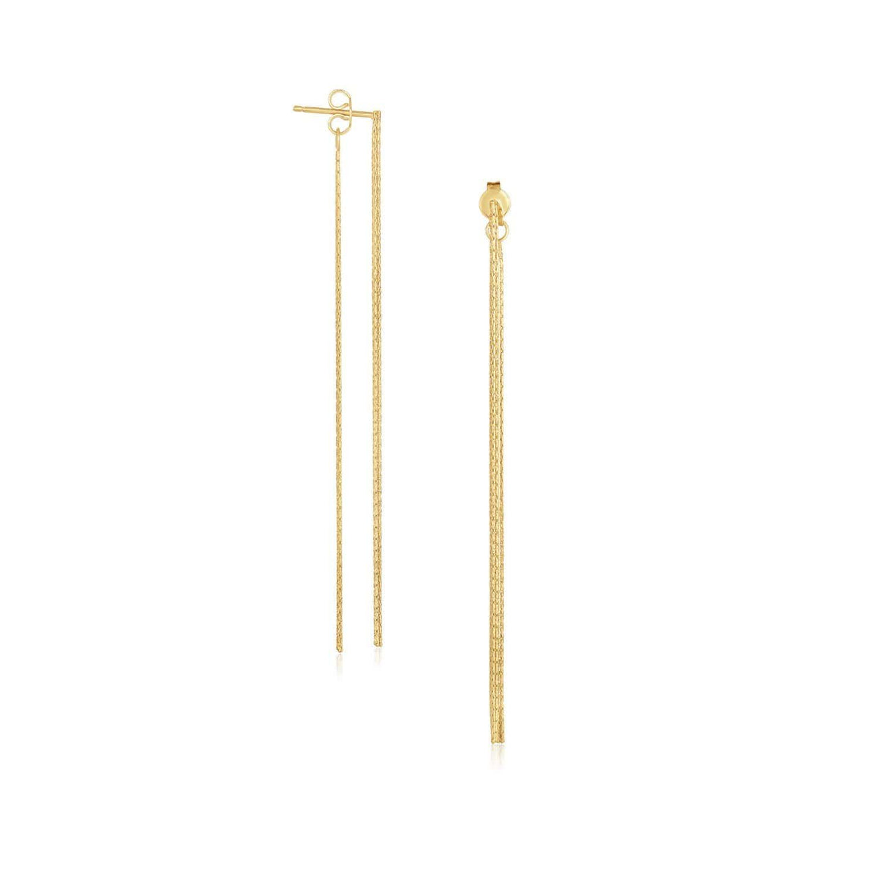 14k Yellow Gold Double Chain Style Drop Earrings Earrings Angelucci Jewelry   