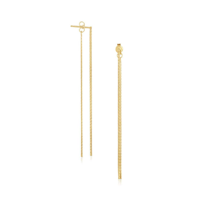 14k Yellow Gold Double Chain Style Drop Earrings Earrings Angelucci Jewelry   