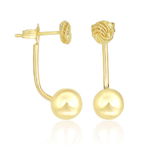 14k Yellow Gold Double Sided Knot and Ball Design Earrings Earrings Angelucci Jewelry   