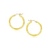 14k Yellow Gold Fancy Diamond Cut Slender Small Hoop Earrings (15mm Diameter) Earrings Angelucci Jewelry   