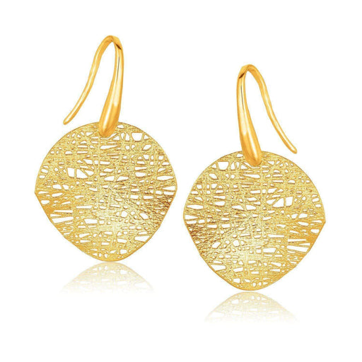 14k Yellow Gold Fancy Textured Weave Earrings Earrings Angelucci Jewelry   