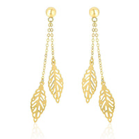 Thumbnail for 14k Yellow Gold Filigree Leaf Double Strand Dangling Earrings Earrings Angelucci Jewelry   
