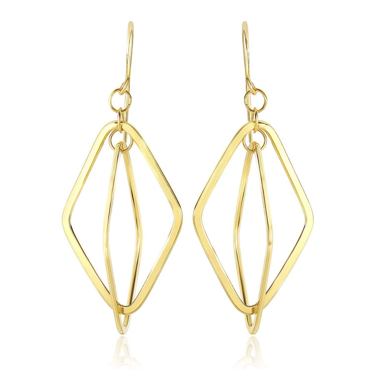 14k Yellow Gold Flat Open Diamond Interlaced Style Drop Earrings Earrings Angelucci Jewelry   
