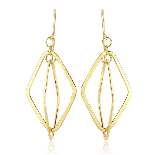 14k Yellow Gold Flat Open Diamond Interlaced Style Drop Earrings Earrings Angelucci Jewelry   