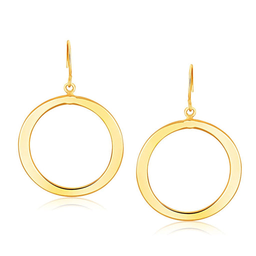 14k Yellow Gold Flat Open Tube Round Earrings Earrings Angelucci Jewelry   