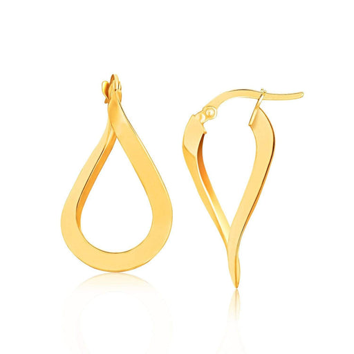 14k Yellow Gold Flat Polished Twisted Hoop Earrings Earrings Angelucci Jewelry   