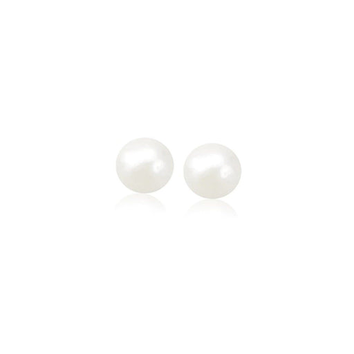 14k Yellow Gold Freshwater Cultured White Pearl Stud Earrings (4.0 mm) Earrings Angelucci Jewelry   