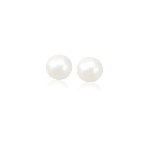 14k Yellow Gold Freshwater Cultured White Pearl Stud Earrings (6.0 mm) Earrings Angelucci Jewelry   