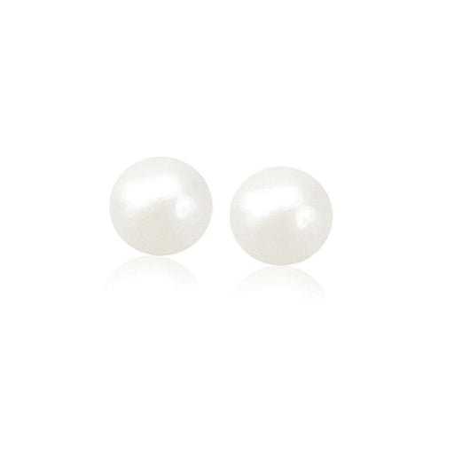 14k Yellow Gold Freshwater Cultured White Pearl Stud Earrings (7.0 mm) Earrings Angelucci Jewelry   