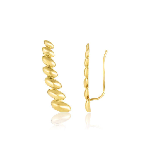 14k Yellow Gold Graduated Oval Climber Stud Earrings Earrings Angelucci Jewelry   