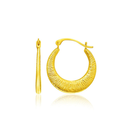 14k Yellow Gold Graduated Round Textured Hoop Earrings Earrings Angelucci Jewelry   