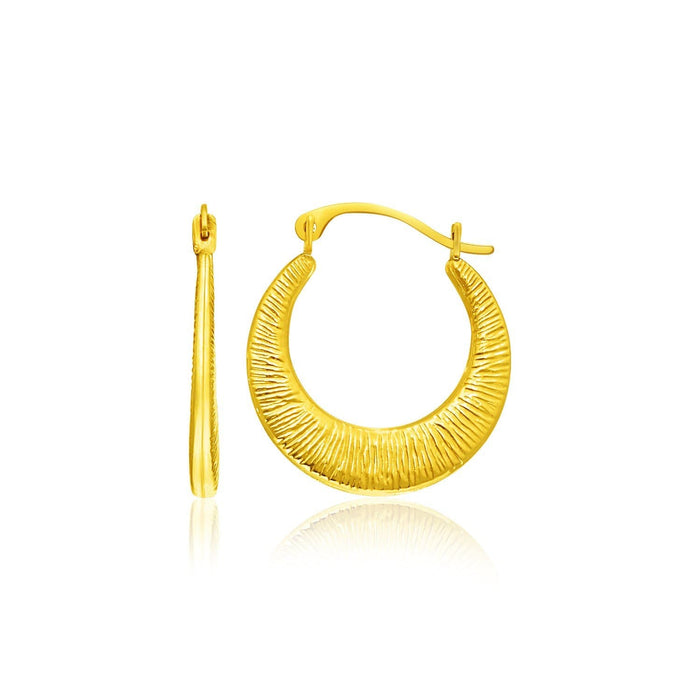 14k Yellow Gold Graduated Round Textured Hoop Earrings Earrings Angelucci Jewelry   