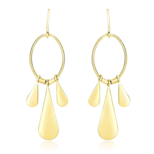 14k Yellow Gold Graduated Teardrop and Open Oval Drop Style Earrings Earrings Angelucci Jewelry   