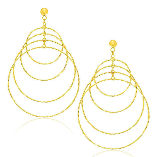 14k Yellow Gold Graduated Textured Circle Earrings Earrings Angelucci Jewelry   