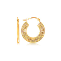 Thumbnail for 14k Yellow Gold Greek Key Small Hoop Earrings Earrings Angelucci Jewelry   