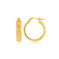 Thumbnail for 14k Yellow Gold Greek Key Small Hoop Earrings Earrings Angelucci Jewelry   