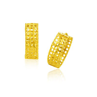 Thumbnail for 14k Yellow Gold Hinged Mesh Snuggable Earrings Earrings Angelucci Jewelry   