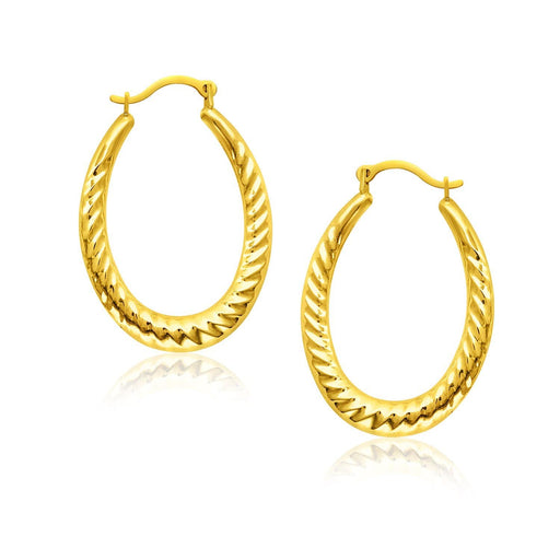 14k Yellow Gold Hoop Earrings with Textured Details Earrings Angelucci Jewelry   