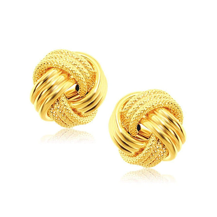 14k Yellow Gold interweaved Love Knot Stud Earrings Earrings Angelucci Jewelry   