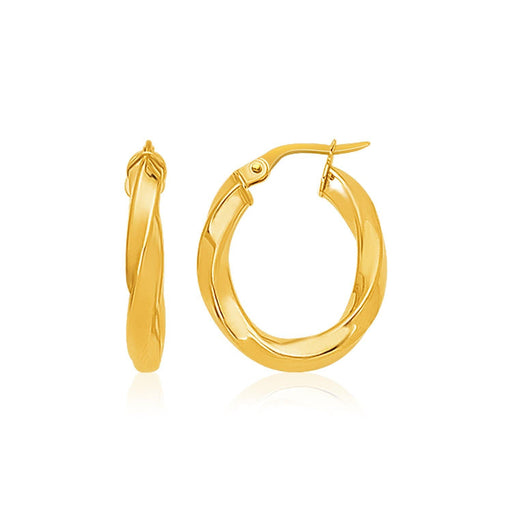 14k Yellow Gold Italian Twist Hoop Earrings Earrings Angelucci Jewelry   