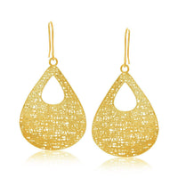Thumbnail for 14k Yellow Gold Lace Style Open Teardrop Dangling Earrings Earrings Angelucci Jewelry   