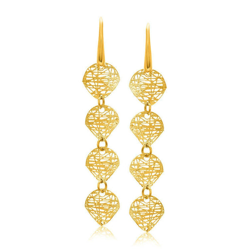 14k Yellow Gold Leaf Like Chain Dangling Earrings Earrings Angelucci Jewelry   