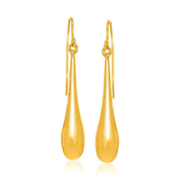 Thumbnail for 14k Yellow Gold Long Polished Teardrop Dangling Earrings Earrings Angelucci Jewelry   