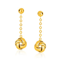 Thumbnail for 14k Yellow Gold Love Knot Drop Post Earrings Earrings Angelucci Jewelry   