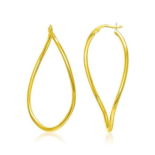 14k Yellow Gold Oval Twisted Hoop Earrings Earrings Angelucci Jewelry   