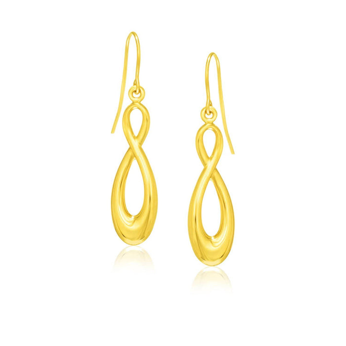 14k Yellow Gold Polished Earrings in Infinity Design Earrings Angelucci Jewelry   