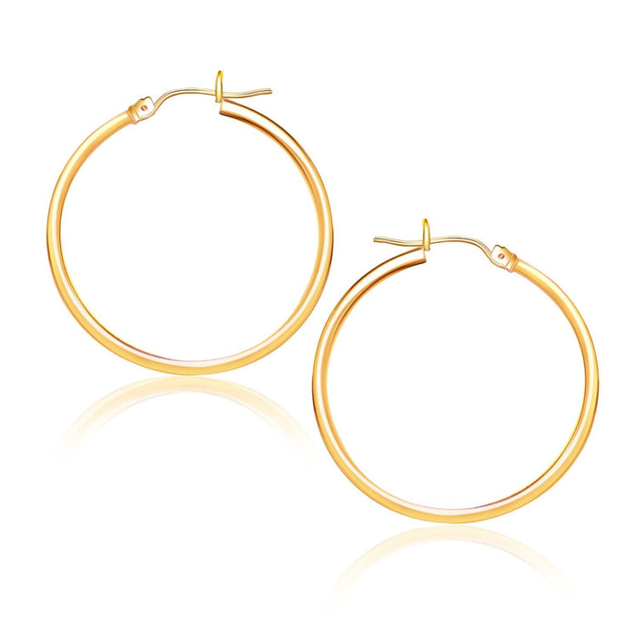 14k Yellow Gold Polished Hoop Earrings (25 mm) Earrings Angelucci Jewelry   