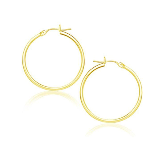 14k Yellow Gold Polished Hoop Earrings (25 mm) Earrings Angelucci Jewelry   