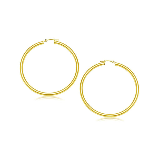 14k Yellow Gold Polished Hoop Earrings (25 mm) Earrings Angelucci Jewelry   