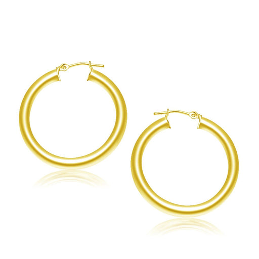 14k Yellow Gold Polished Hoop Earrings (30 mm) Earrings Angelucci Jewelry   