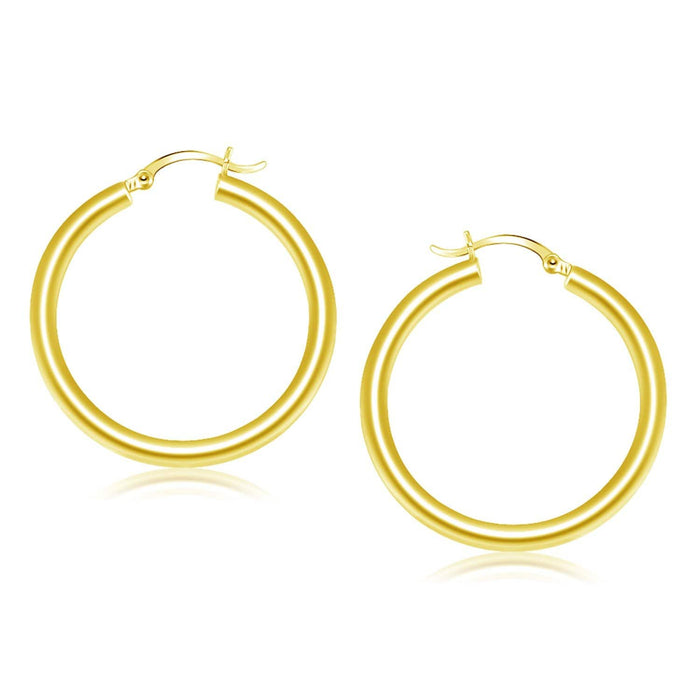 14k Yellow Gold Polished Hoop Earrings (40 mm) Earrings Angelucci Jewelry   