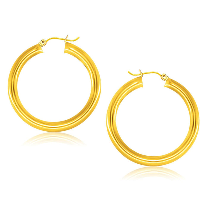14k Yellow Gold Polished Hoop Earrings (40 mm) Earrings Angelucci Jewelry   