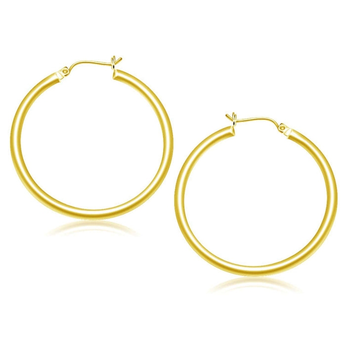 14k Yellow Gold Polished Hoop Earrings (40 mm) Earrings Angelucci Jewelry   