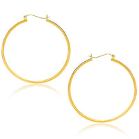 Thumbnail for 14k Yellow Gold Polished Hoop Earrings (40mm) Earrings Angelucci Jewelry   