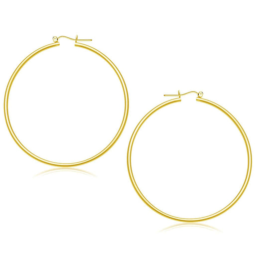 14k Yellow Gold Polished Hoop Earrings (55 mm) Earrings Angelucci Jewelry   