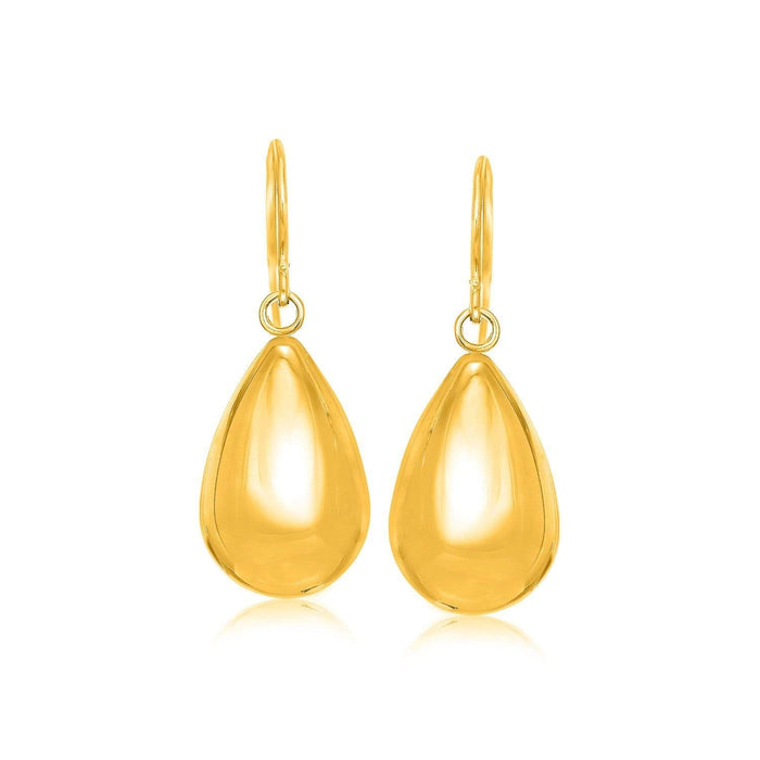 14k Yellow Gold Polished Teardrop Motif Drop Earrings Earrings Angelucci Jewelry   