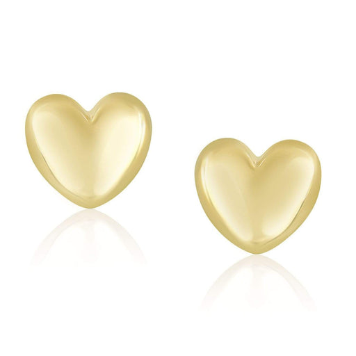 14k Yellow Gold Puffed Heart Shape Shiny Earrings Earrings Angelucci Jewelry   