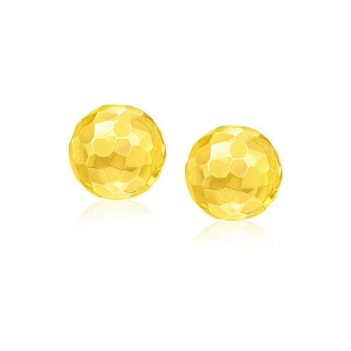 14k Yellow Gold Round Faceted Style Stud Earrings Earrings Angelucci Jewelry   