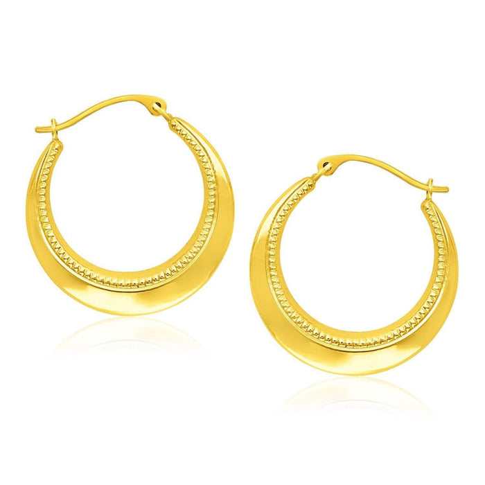 14k Yellow Gold Round Rope Texture Hoop Earrings Earrings Angelucci Jewelry   